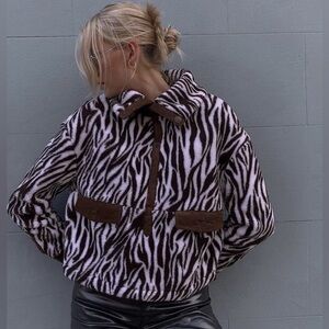 House of Sunny Zebra fleece teddy pullover